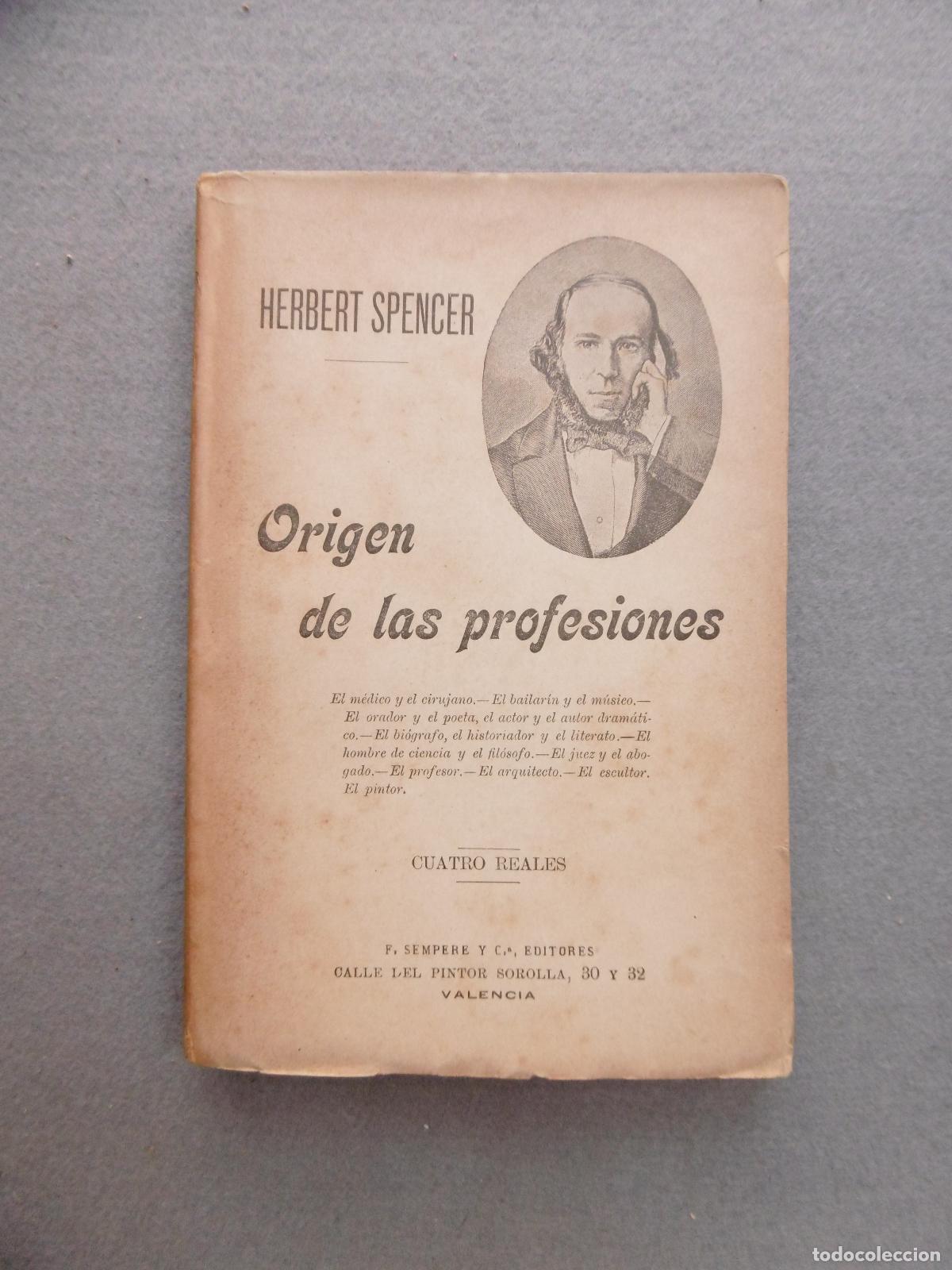 Libros: ORIGIEN DE LA PROFESIONES. - SPENCER, HERBERT. - Foto 2