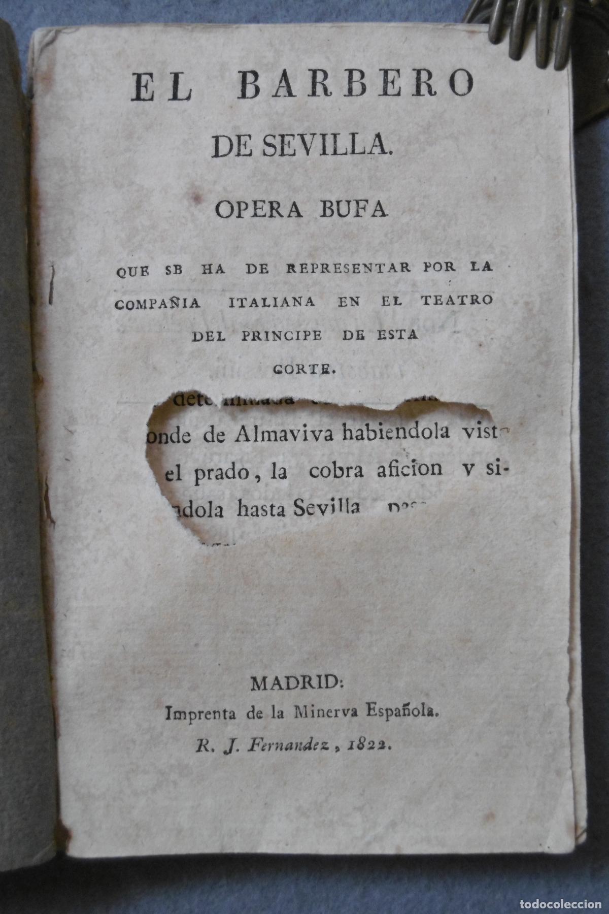Libros: EL BARBERO DE SEVILLA &Oacute;pera bufa. - Foto 1