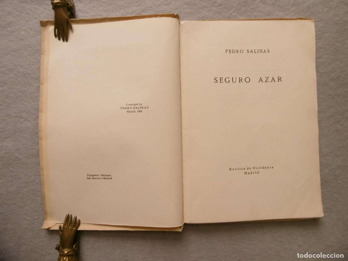 Libros: SEGURO AZAR. 1&ordf; edici&oacute;n. - SALINAS, PEDRO. - Foto 2