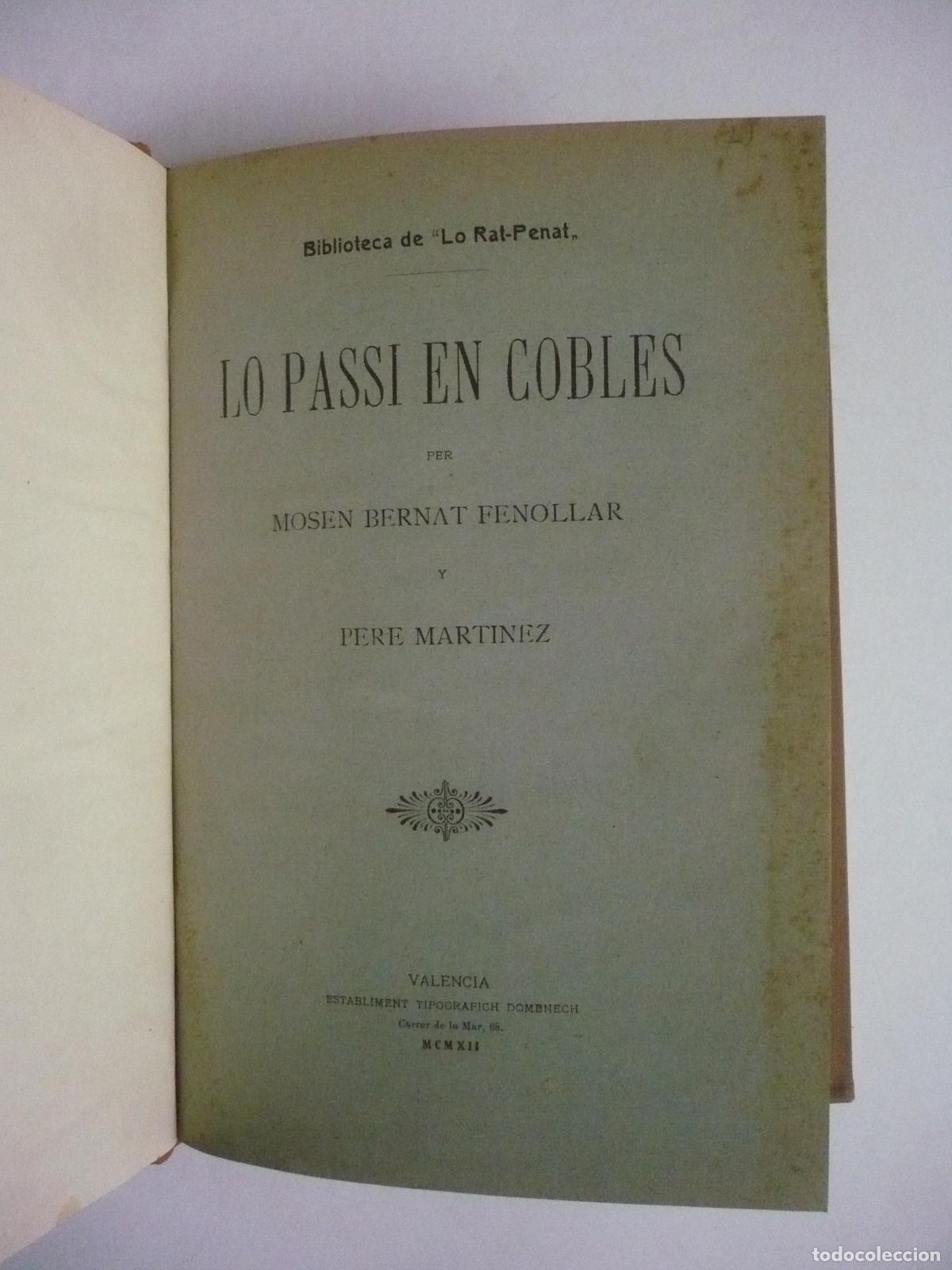 Libros: LO PASSI EN COBLES. - FENOLLAR, BERNAT; MARTINEZ, PERE. - Foto 3