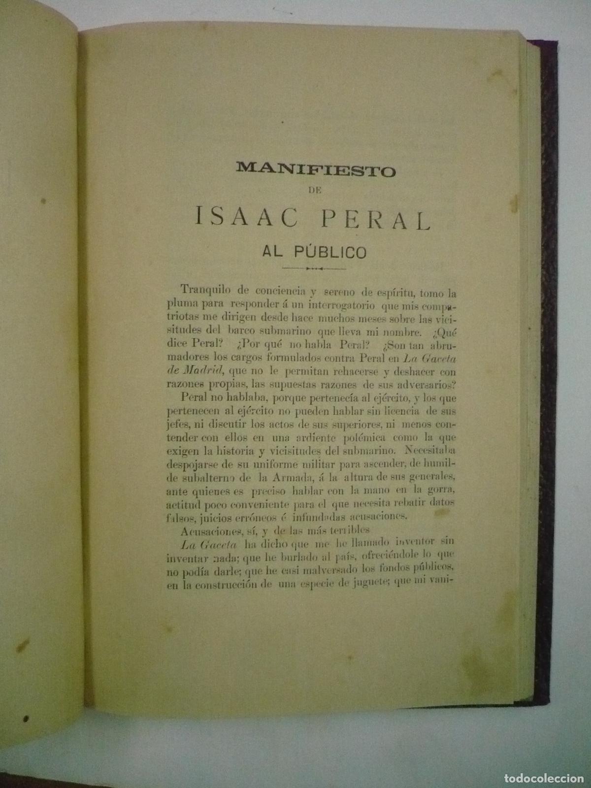 Libros: MANIFIESTO DE ISAAC PERAL AL P&Uacute;BLICO. - PERAL, ISAAC. - Foto 12