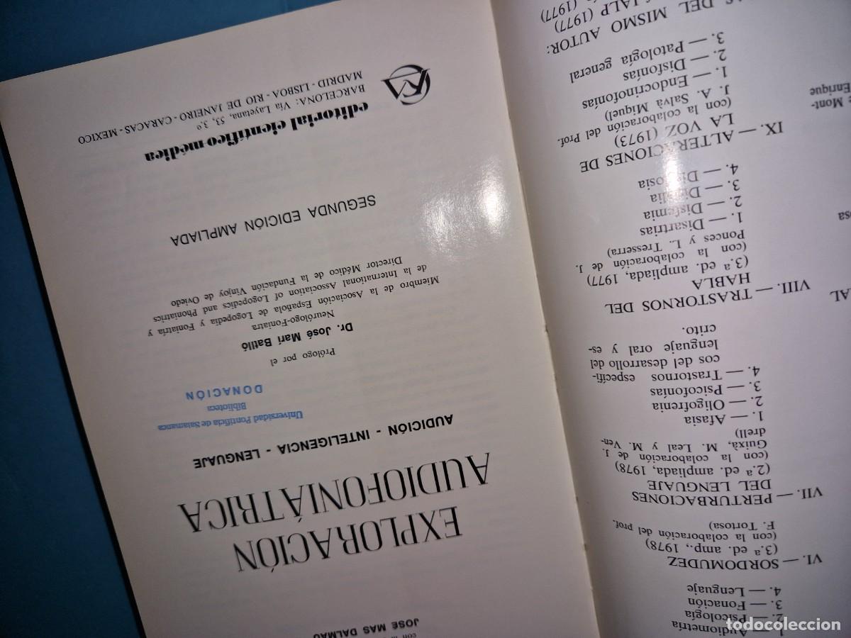 Libros: LIBRO EXPLORACION AUDIOFONIATRICA DE JORGE PERELLO - AUDIOFONIATRIA Y LOGOPEDIA - Foto 2