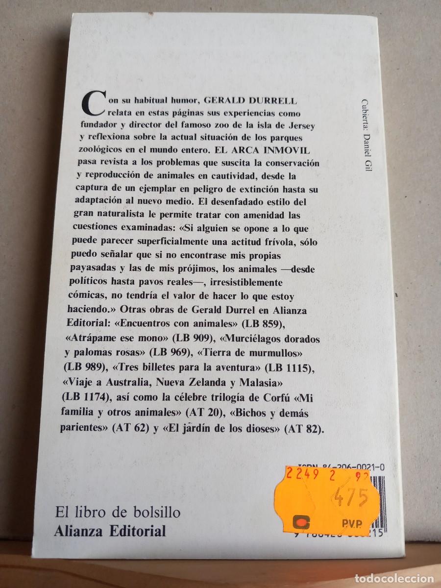Libros: GERALD DURRELL. El Arca Inm&oacute;vil. Alianza Editorial - Foto 2
