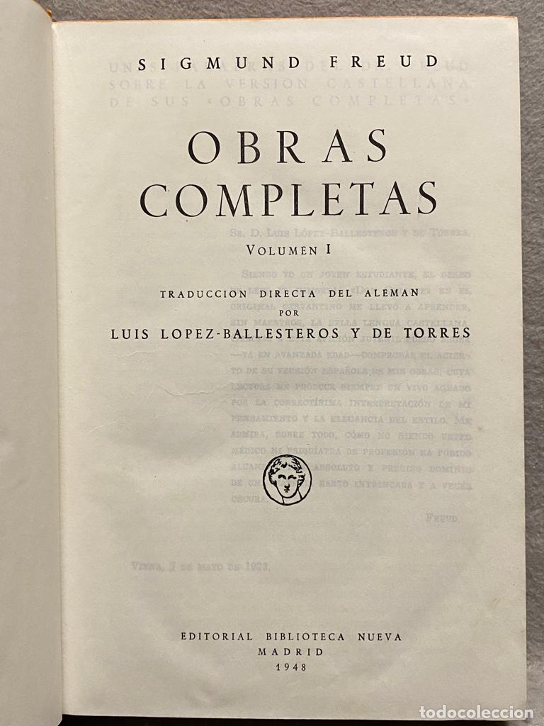 Libros: OBRAS COMPLETAS. Tomos I y II. - FREUD, SIGMUND. - Foto 5