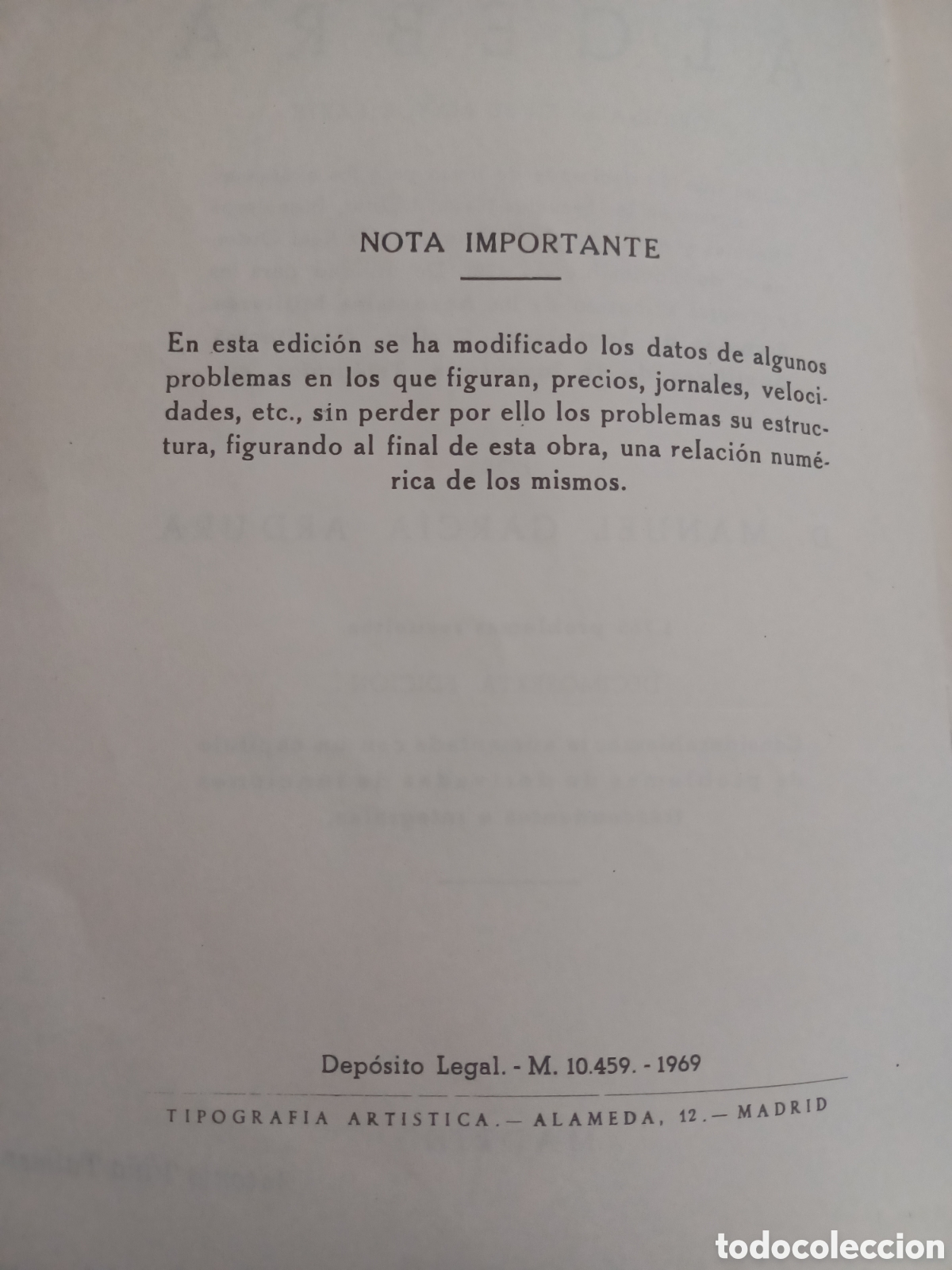 Libros: Barybook C31. . Ejercicios y problemas de &aacute;lgebra M. Garc&iacute;a ardura - Foto 3