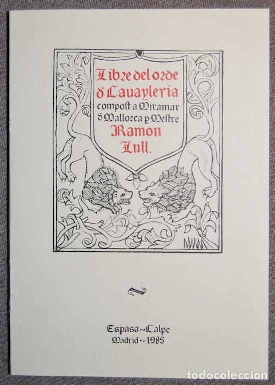 Libros: LLIBRE DE LORDRE DE CAVALLERIA - LLULL, Ram&oacute;n - Foto 1