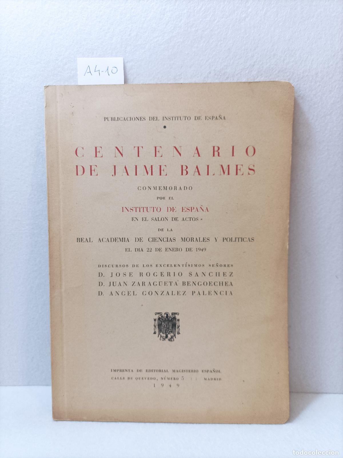 Libros: A.A. V.V.: - Centenario de Balmes. - Foto 1
