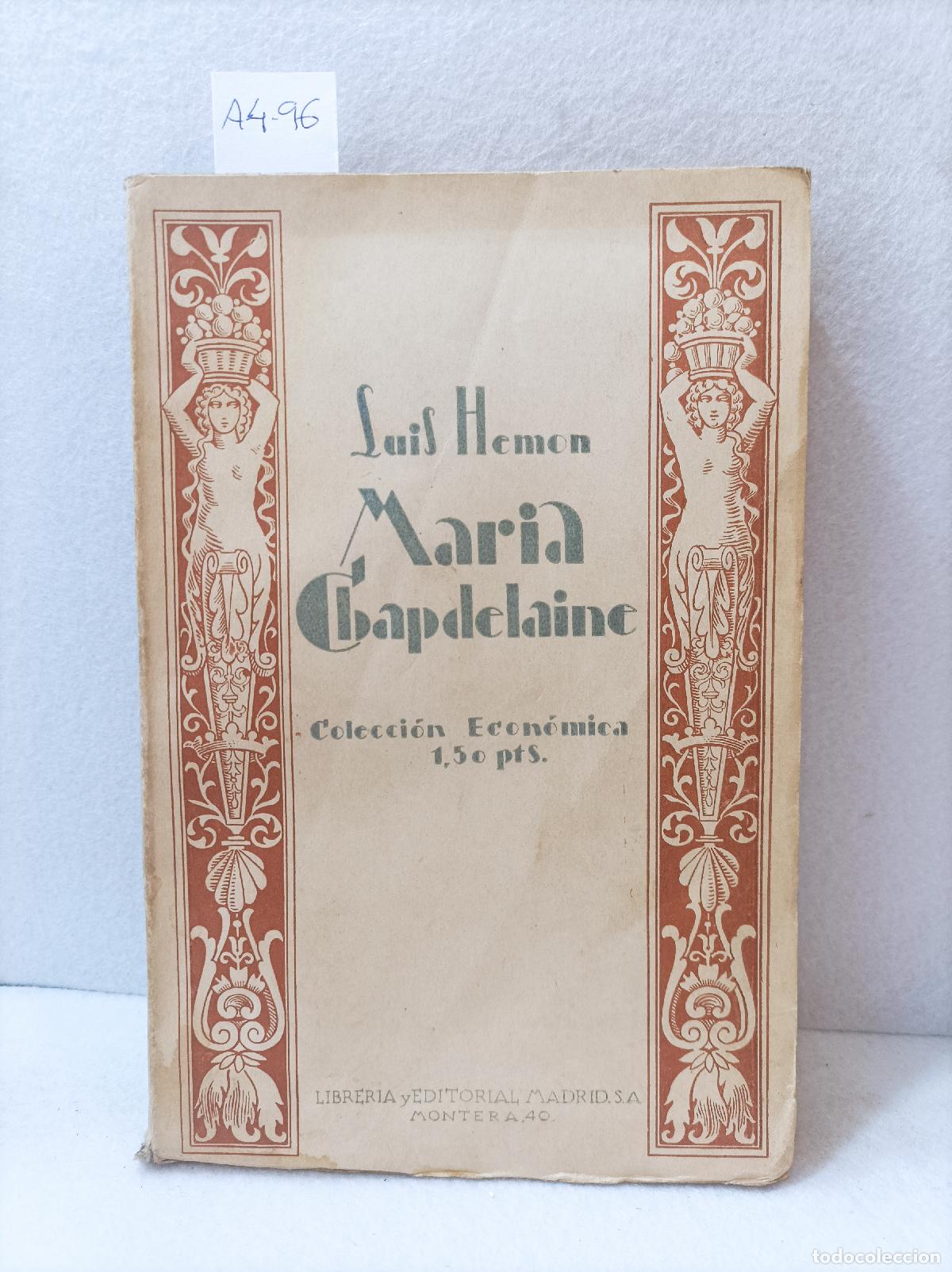 Libros: HEMON, Lu&iacute;s: - Mar&iacute;a Chapdelaine. - Foto 1