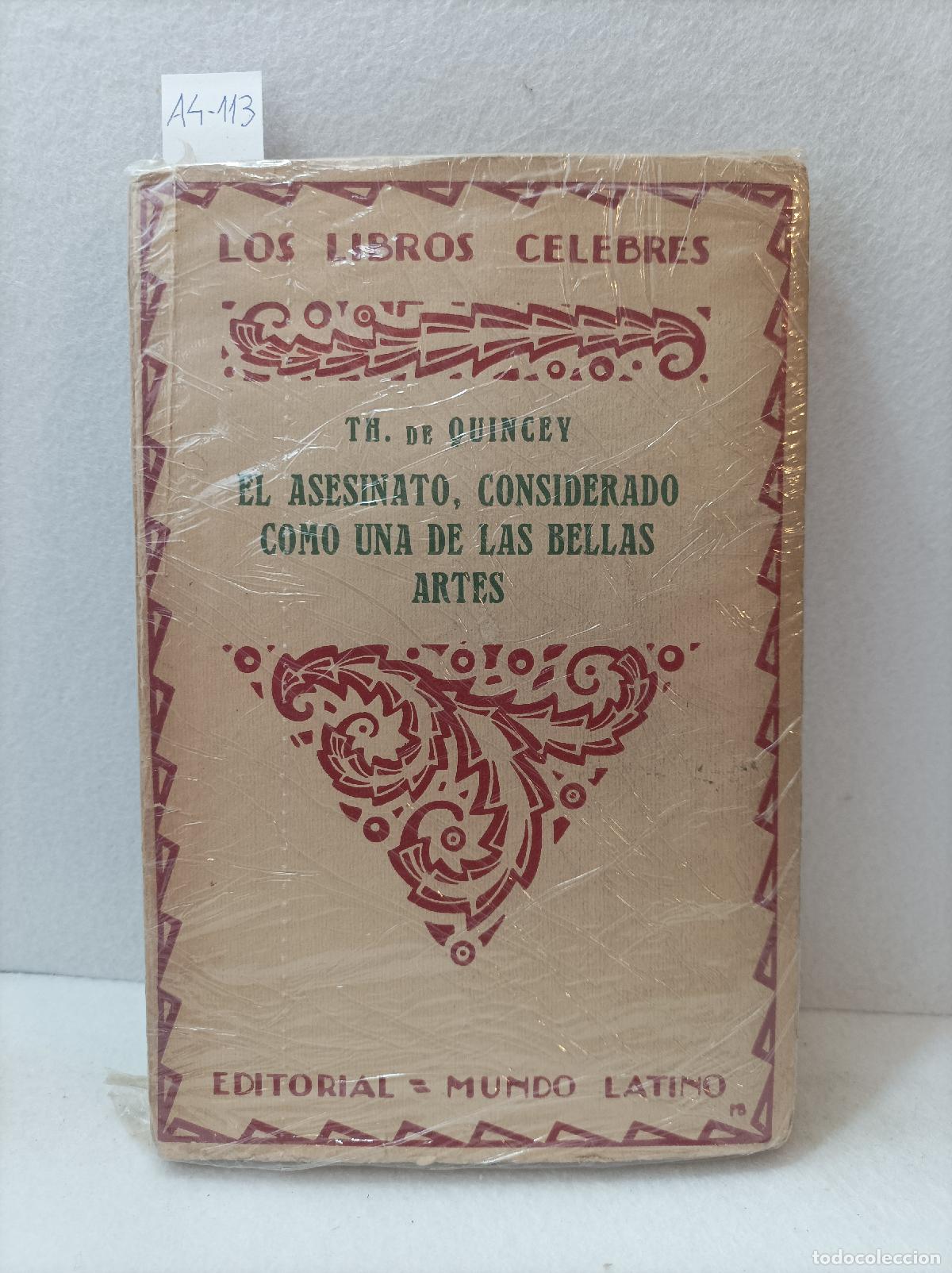Libros: QUINCEY, Th. de: - El asesinato, considerado como una de las bellas artes. - Foto 1