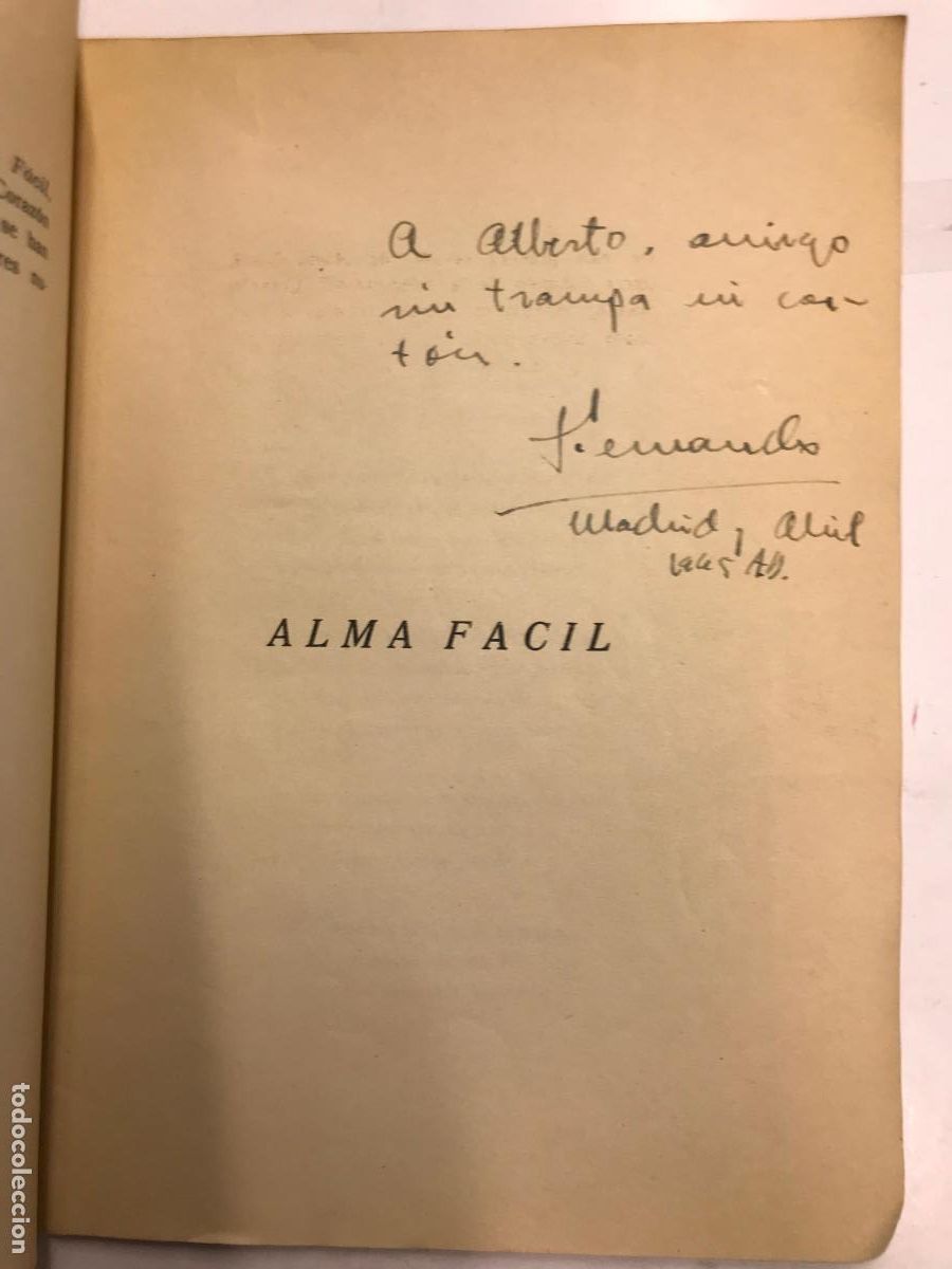 Libros: ALMA FACIL. (DEDICADO). - FERNANDO BENZO. - Foto 2