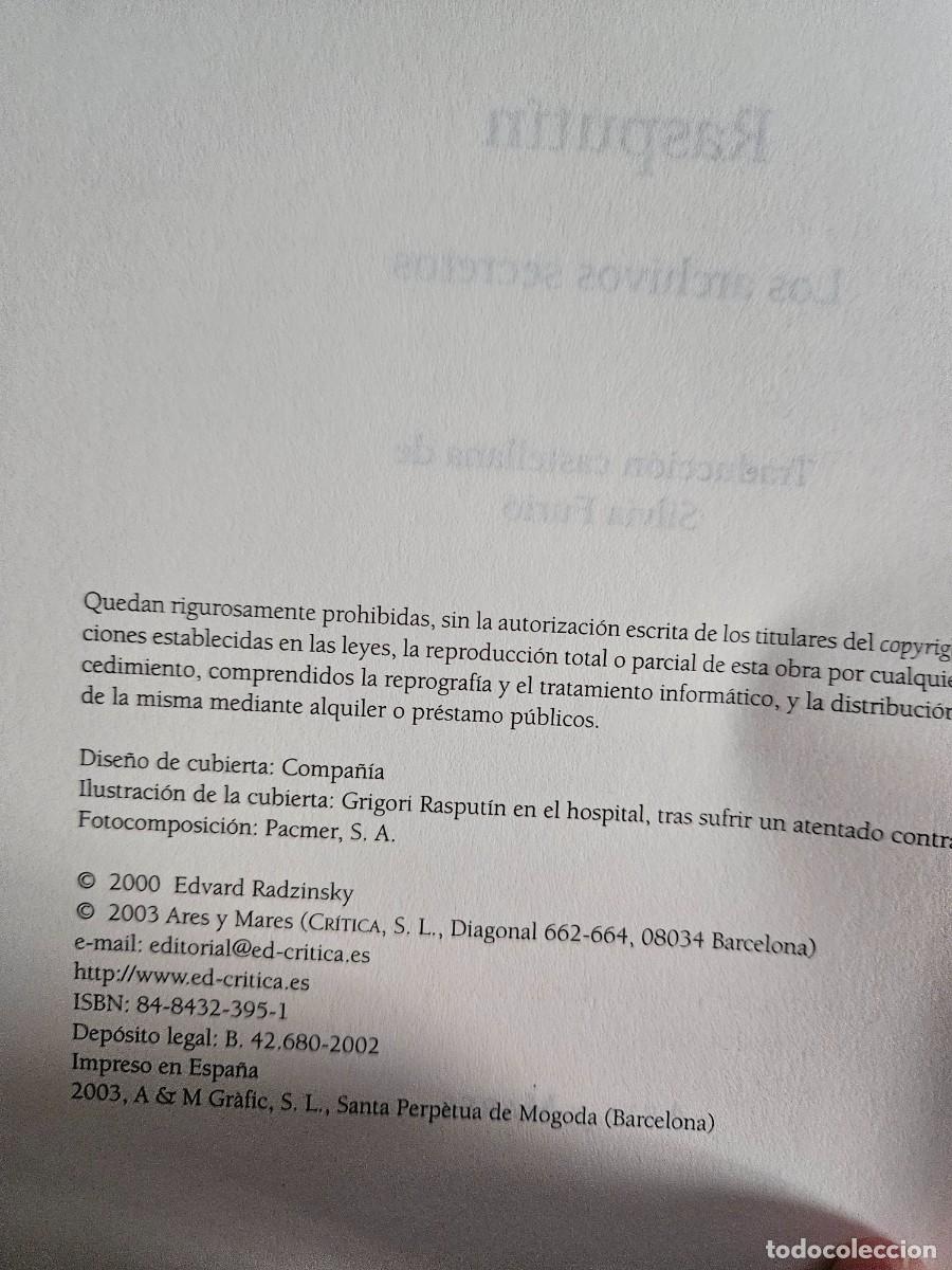 Libros: Libro Rasput&iacute;n, Los Archivos Secretos De Edvard Radzinsky. - Foto 15