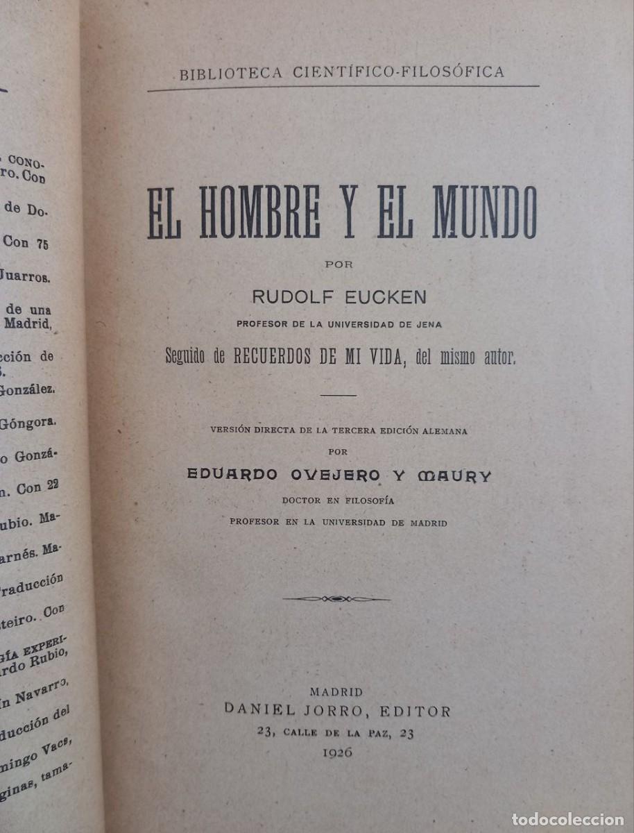 Libros: El hombre y el mundo - EUCKEN, Rudolf - Foto 7