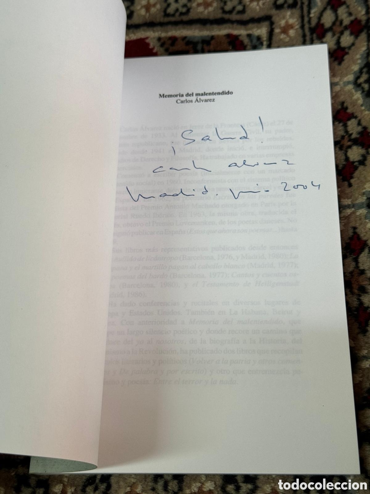 Libros: Memoria del Malentendido Carlos &Aacute;lvarez - Foto 3