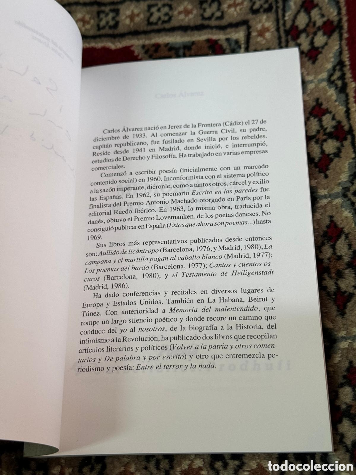 Libros: Memoria del Malentendido Carlos &Aacute;lvarez - Foto 4