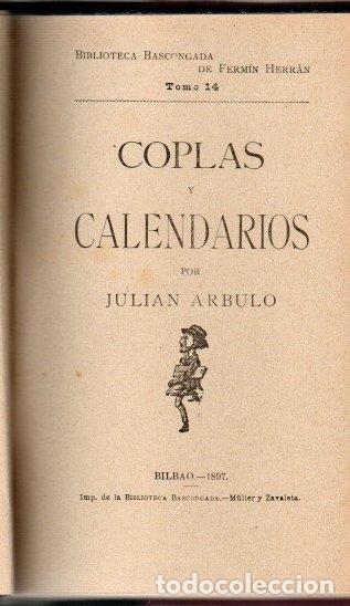 Libros: Coplas y calendarios - Arbulo, Julian - Foto 1