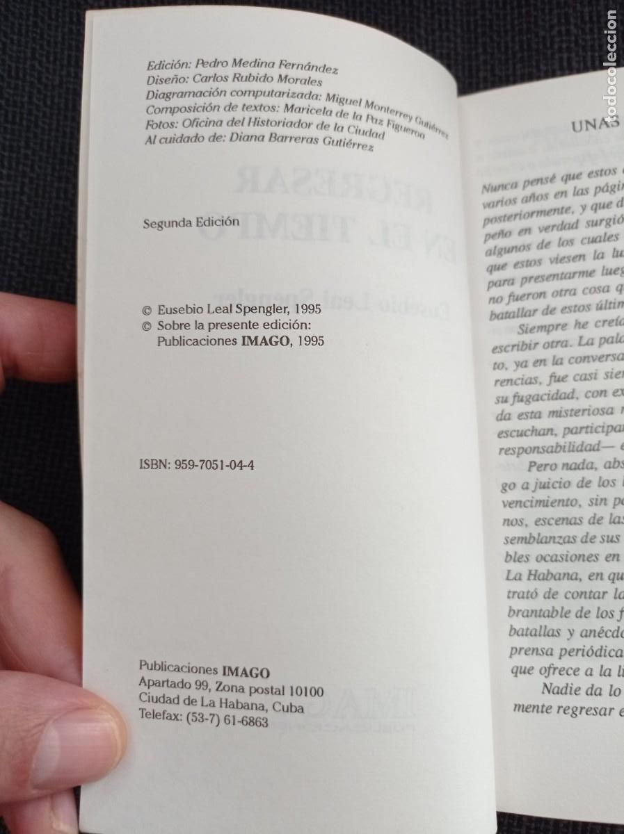 Libros: Libro Regresar en el tiempo. Eusebio Leal Spengler. Imago 1995. - Foto 4