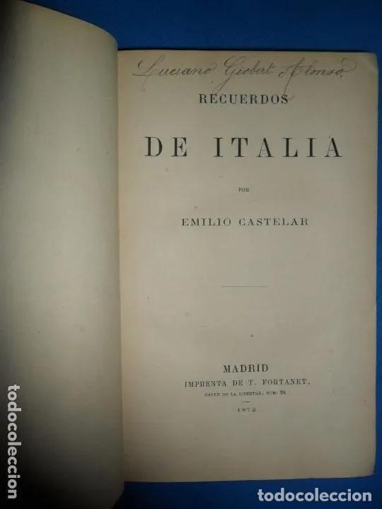 Libros: Recuerdos de Italia - Emilio Castelar - Foto 3