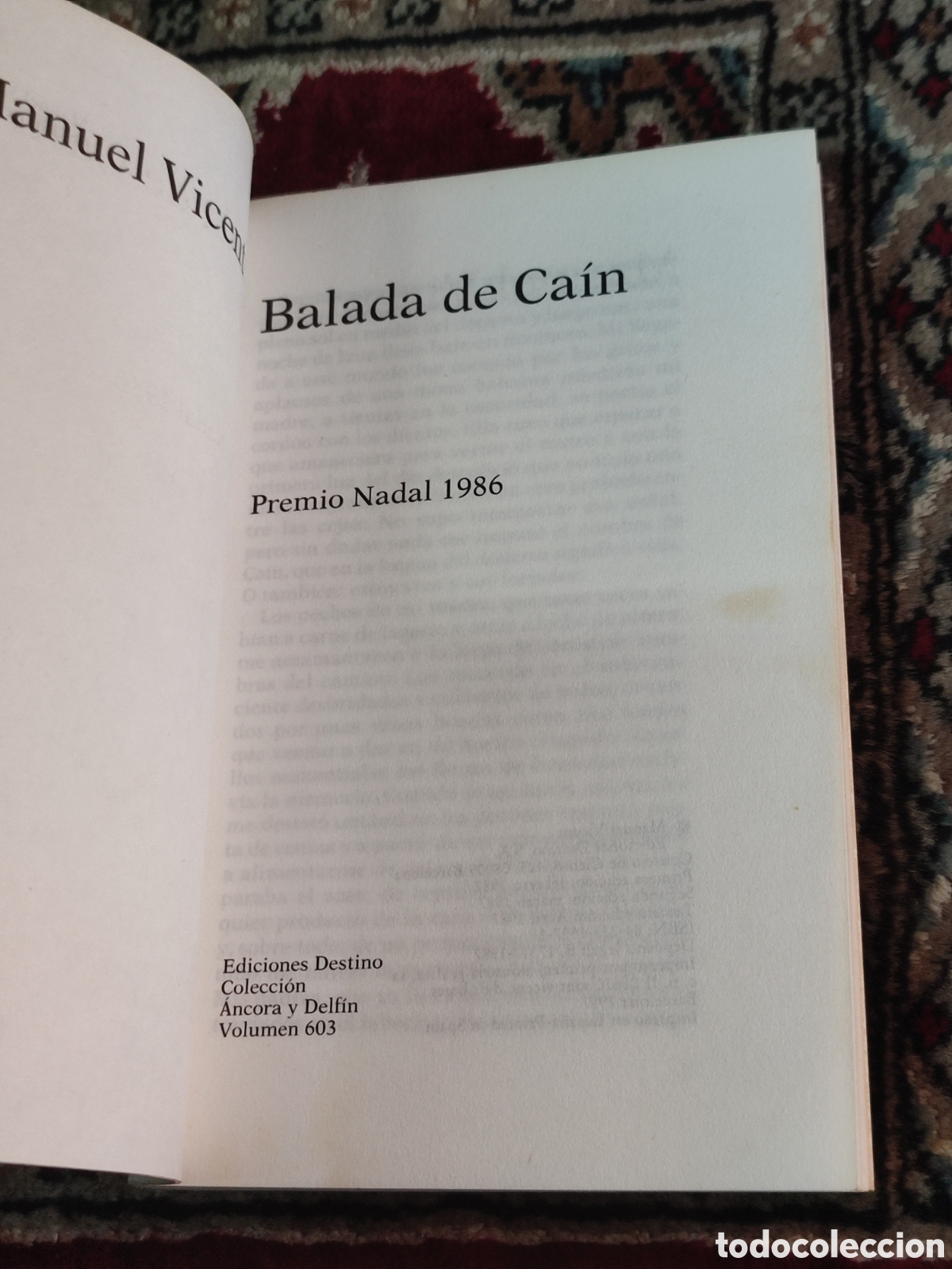 Libros: Manuel Vicent Balada de Ca&iacute;n Premio Nadal 1986 - Foto 3