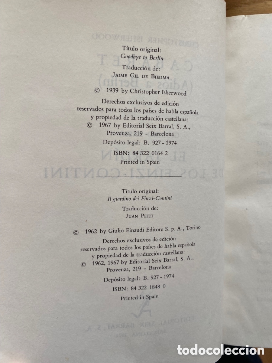 Libros: Cabaret ( adi&oacute;s a Berl&iacute;n). El jard&iacute;n de los Finzi Contini - Foto 3