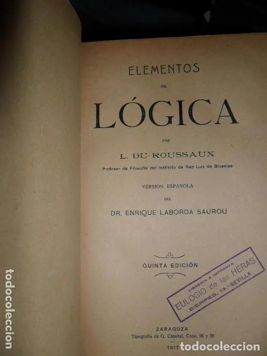 Libros: Elementos de l&oacute;gica - L. du Roussaux - Foto 5