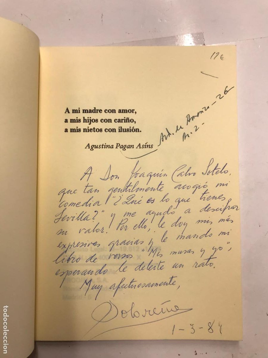 Libros: MIS MUSAS Y YO. (DEDICATORIA DEL AUTOR). - SOLARE&Ntilde;A. - Foto 2