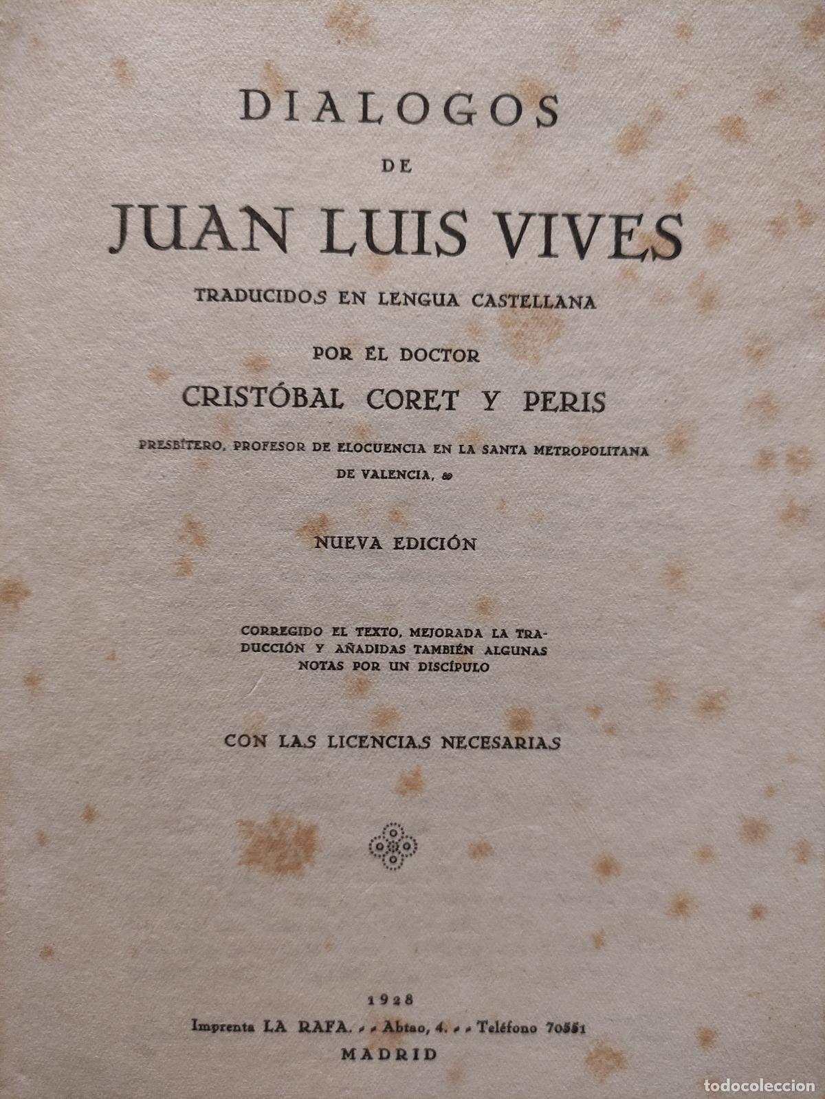 Libros: DIALOGOS - JUAN LUIS VIVES - Foto 2