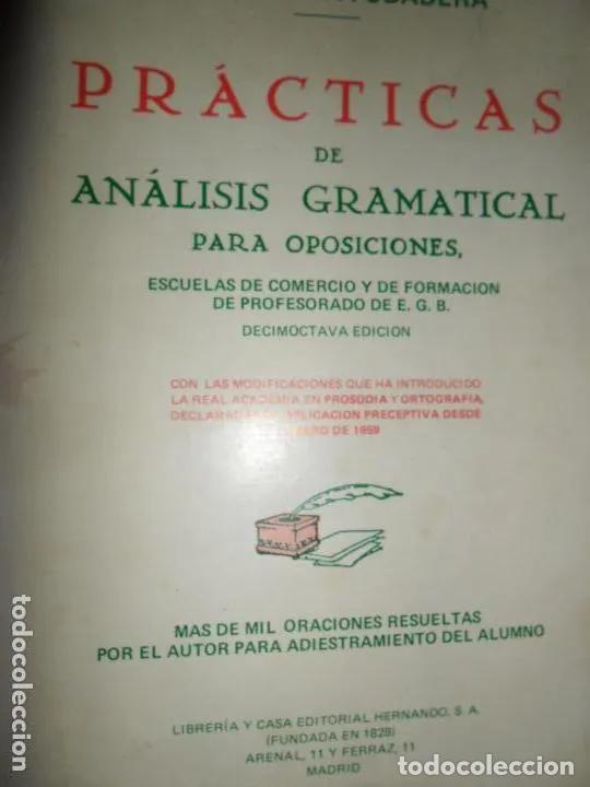 Libros: Pr&aacute;cticas de an&aacute;lisis gramatical, Luis Miranda Podadera, ed. Hernando - Luis Miranda Podadera - Foto 1