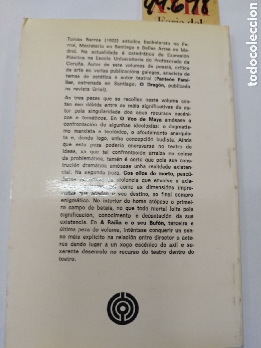 Libros: TRES PEZAS DE TEATRO. Dedicatoria autografa del autor - BARROS,Tom&aacute;s - Foto 2