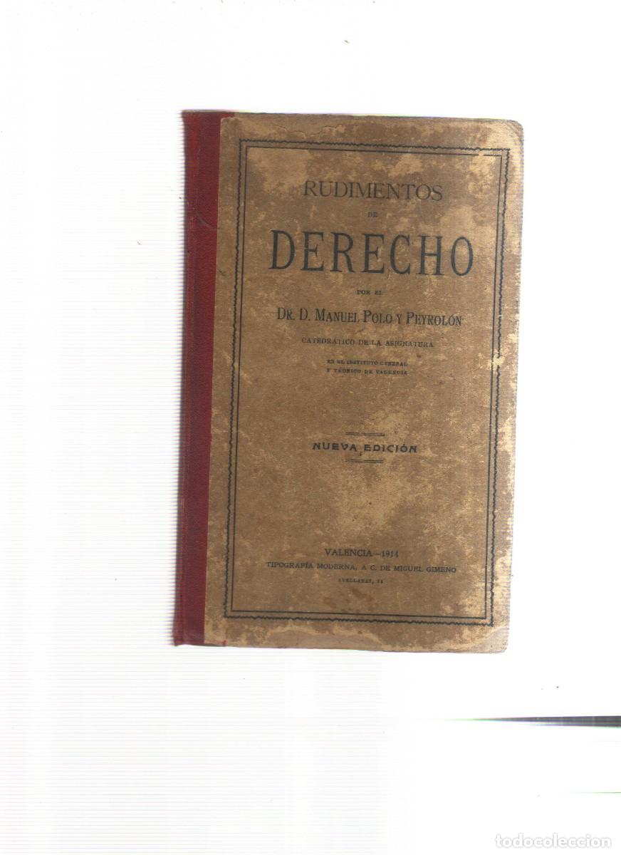 Livres: DERECHO RUDIMIENTO DR, D. MANUEL POLO PEYROLON