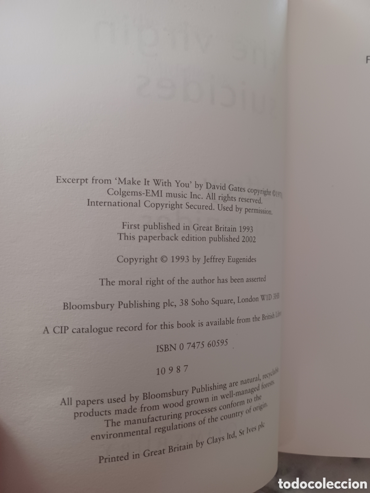 Libros: Barybook 288. The Virgin Suicides Jeffrey Eugenides book and inglis - Foto 4