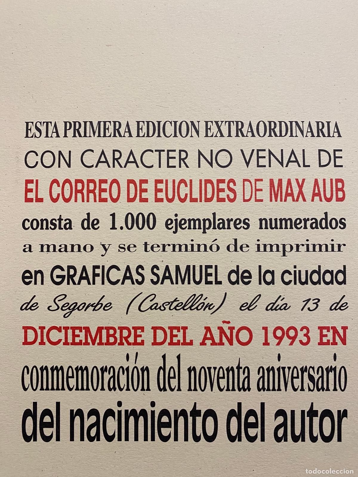 Libros: EL CORREO DE EUCL&Iacute;DES. - AUB, MAX. - Foto 3