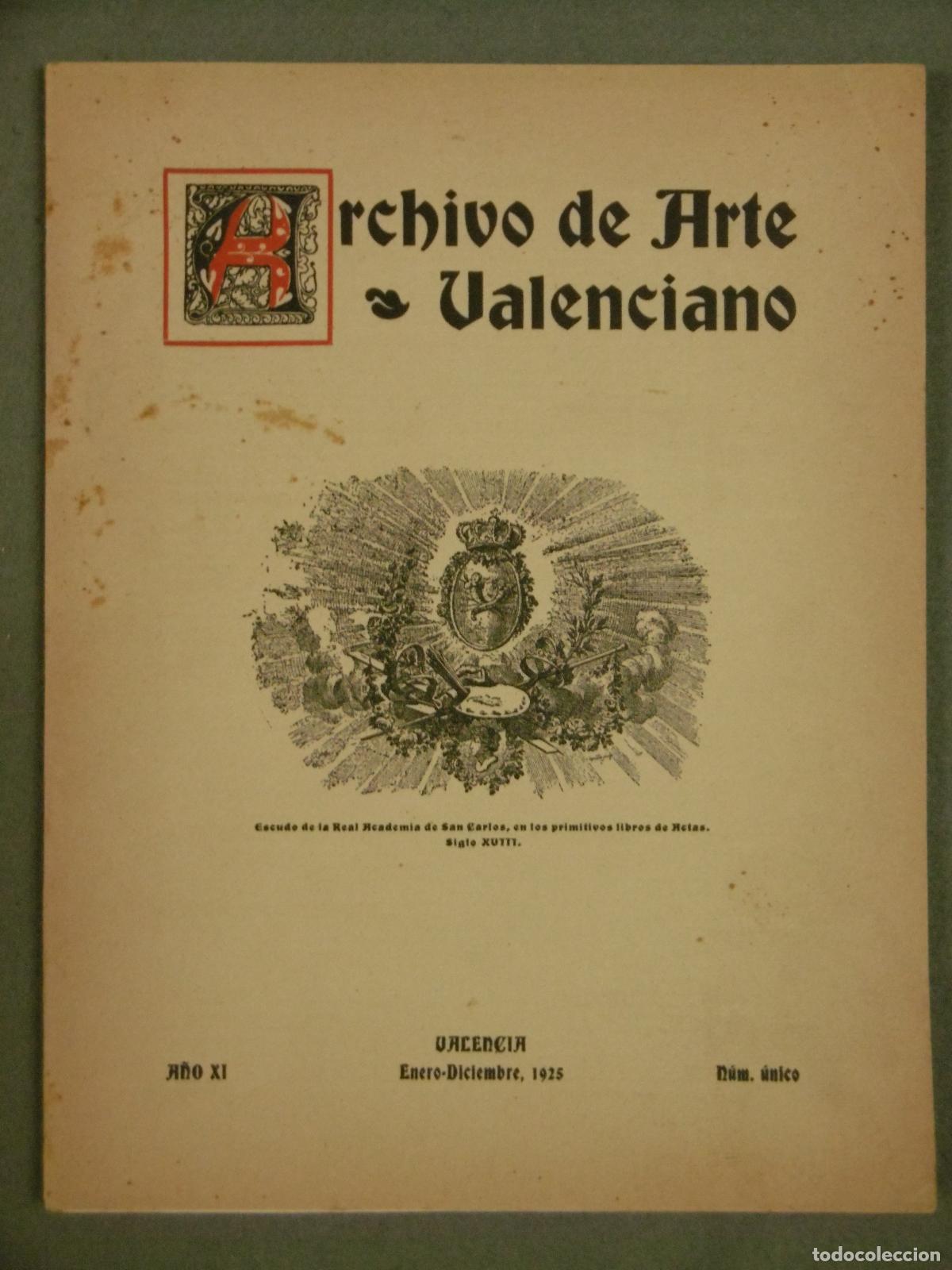 Libros: ARCHIVO DE ARTE VALENCIANO, A&Ntilde;O XI - 1925. - Foto 1