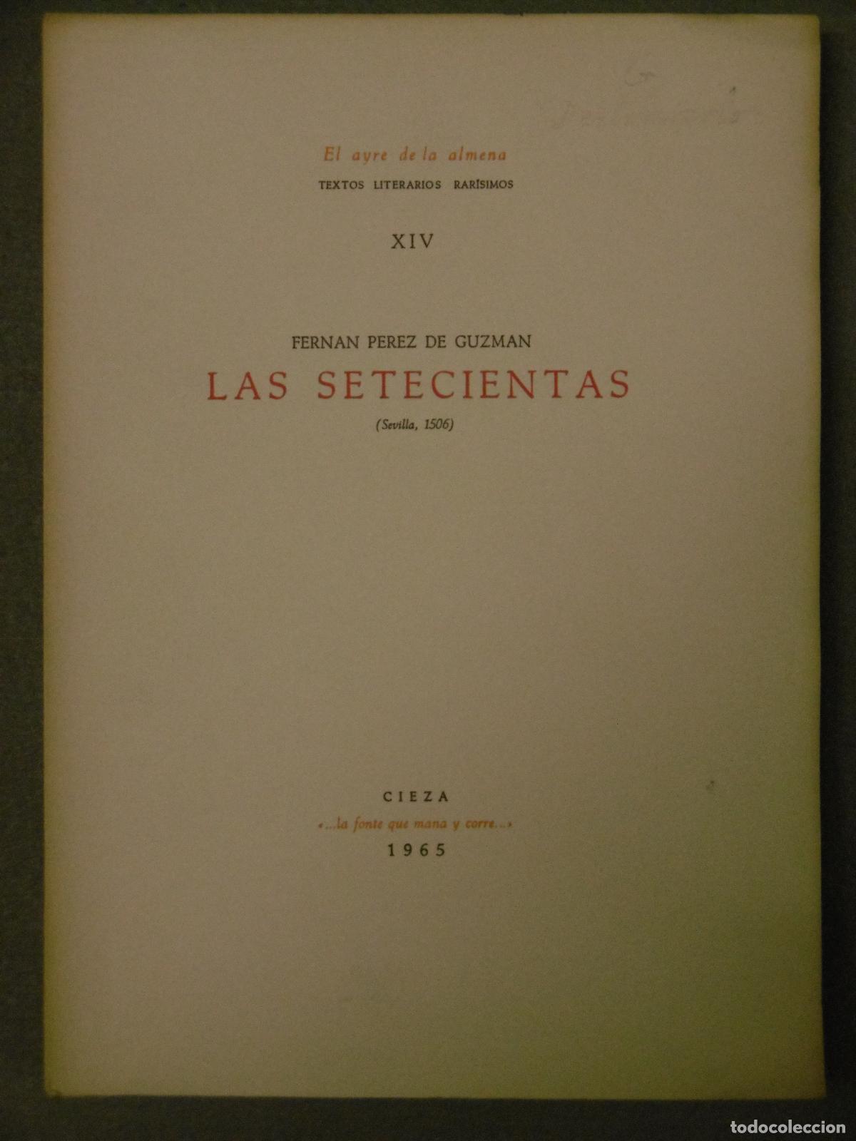 Libros: LAS SETECIENTAS (Sevilla, 1506). - P&Eacute;REZ DE GUZM&Aacute;N, FERN&Aacute;N. - Foto 1