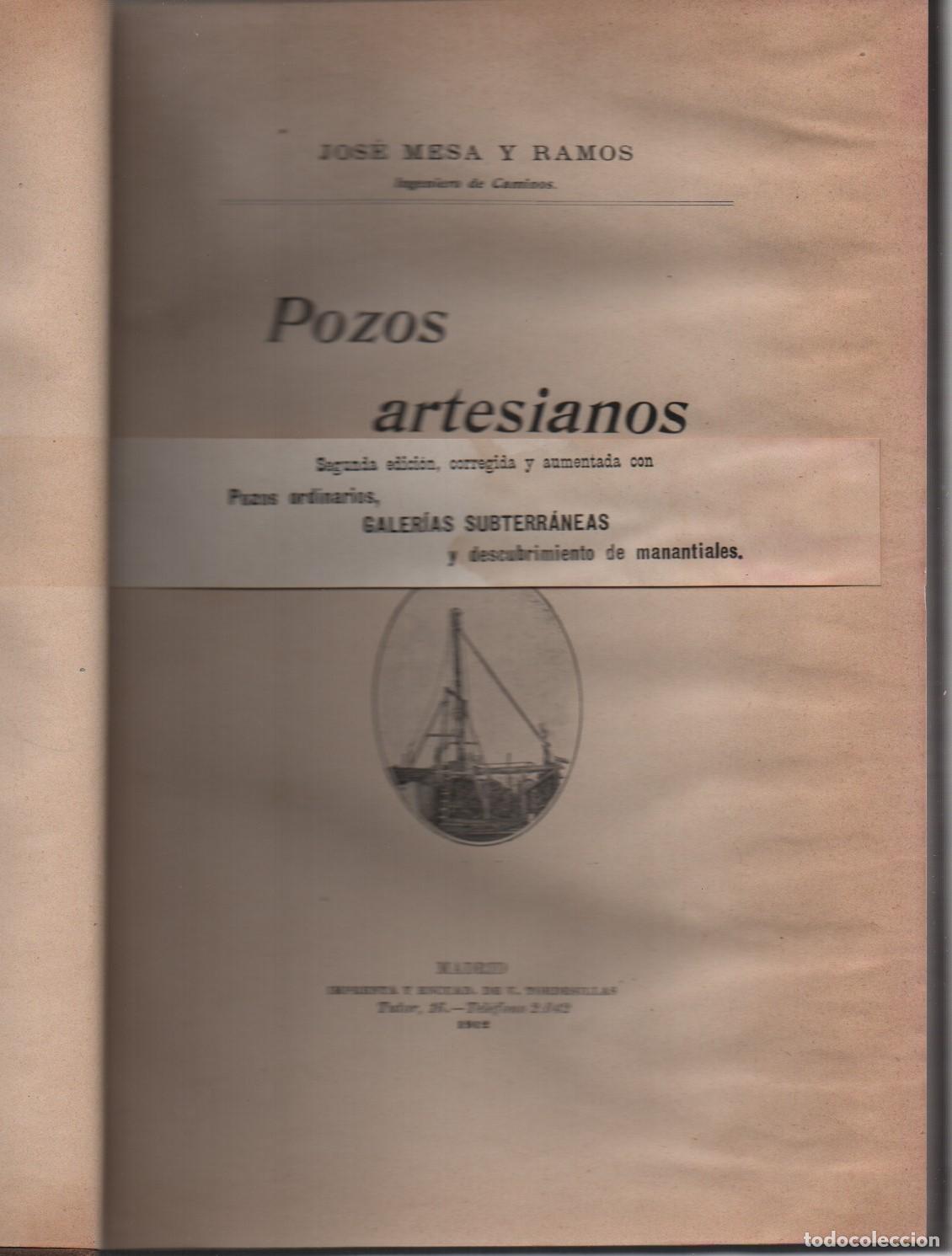 Libros: POZOS ARTESIANOS. - MESA Y RAMOS, JOS&Eacute;. - Foto 1