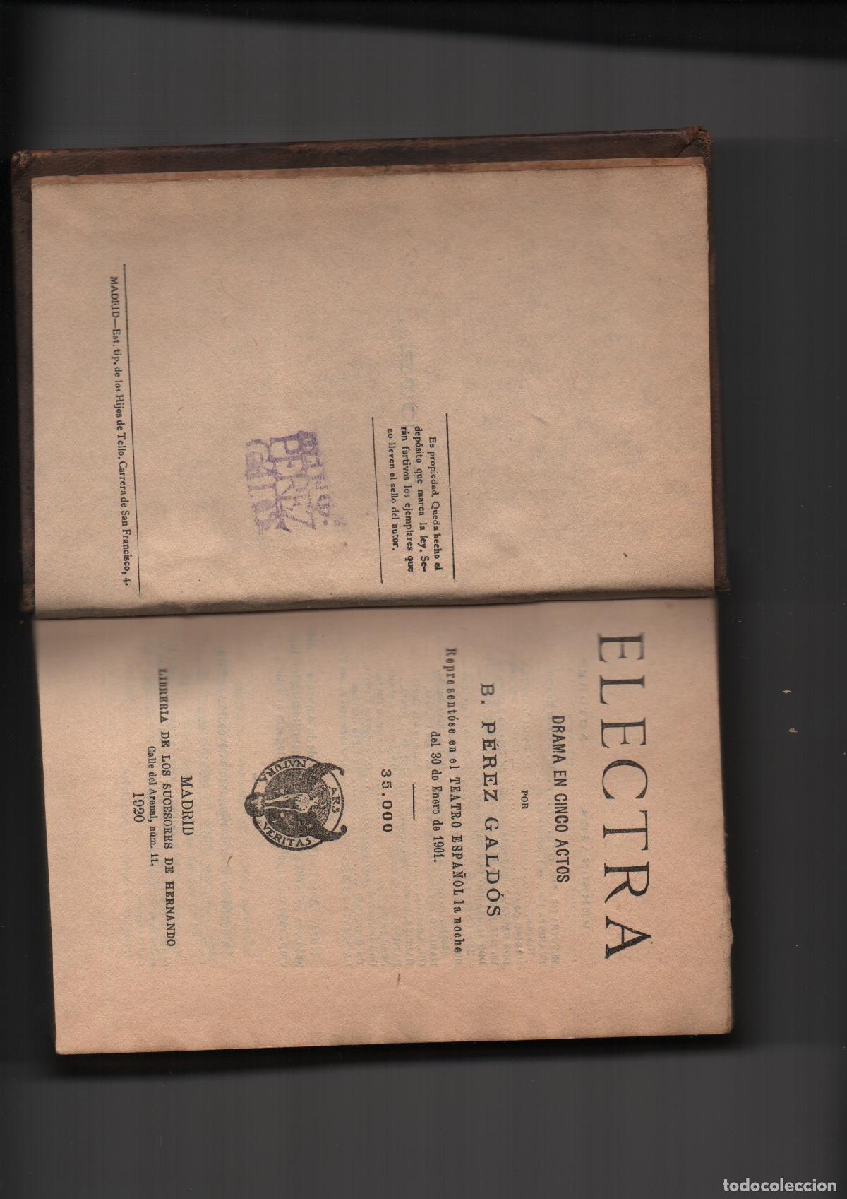 Libros: ELECTRA. ALMA Y VIDA. - P&Eacute;REZ GALD&Oacute;S, BENITO - Foto 1