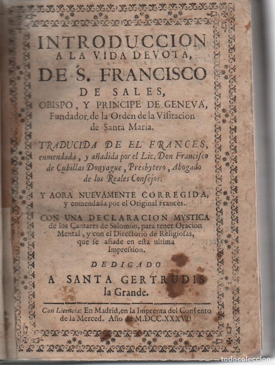 Libros: INTRODUCCI&Oacute;N A LA VIDA DEVOTA. - SAN FRANCISCO DE SALES. - Foto 3