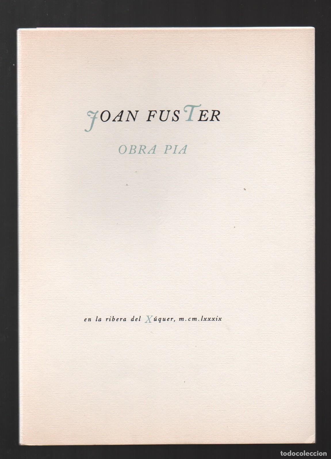 Libros: OBRA PIA. - FUSTER, JOAN. - Foto 1