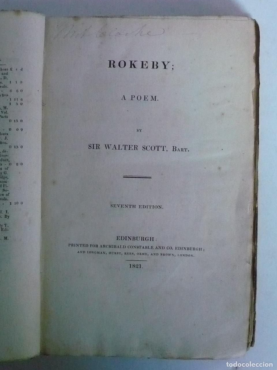 Libros: ROKEBY; A POEM. - SCOTT, WALTER. - Foto 2