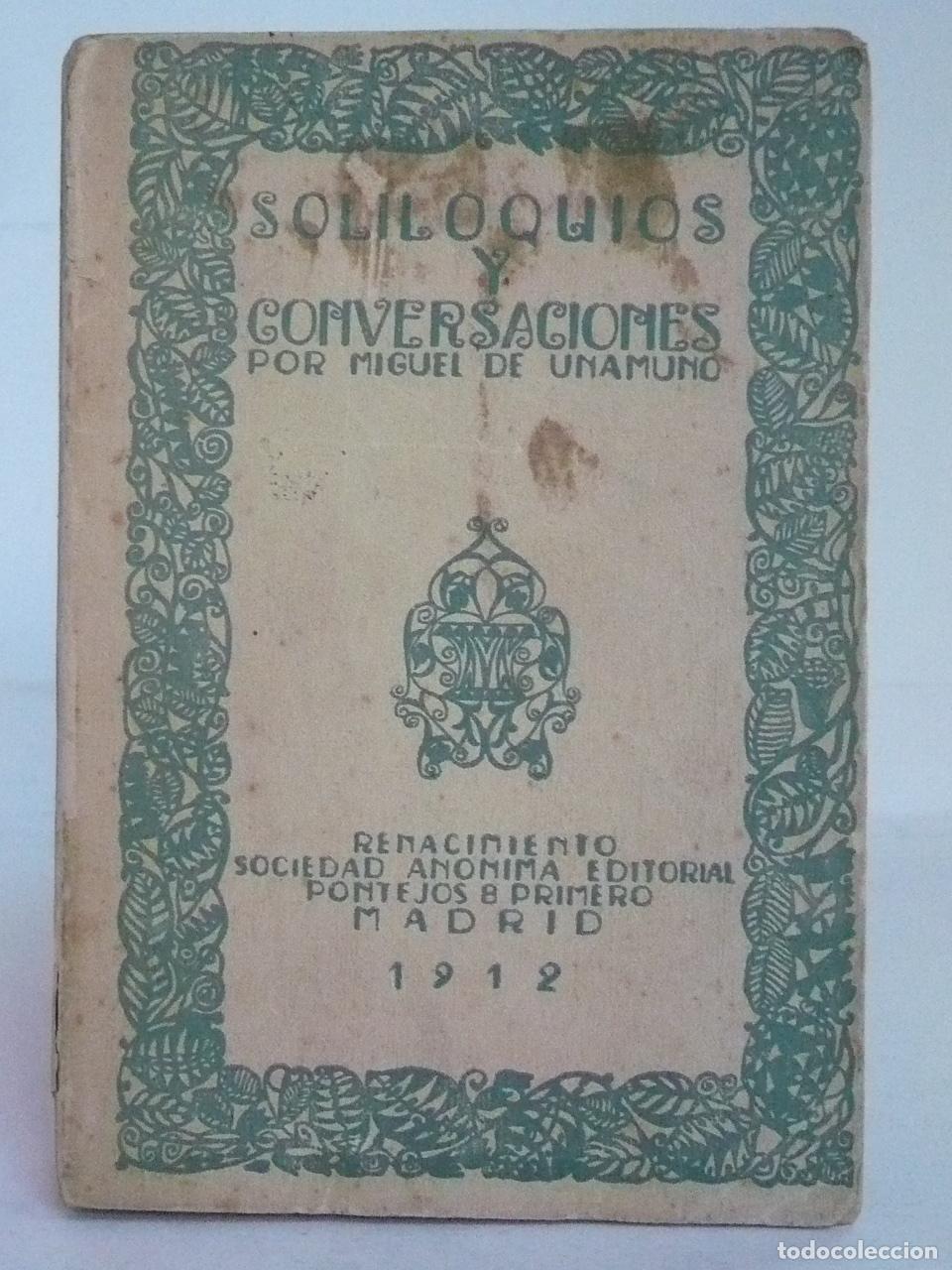 Libros: SOLILOQUIOS Y CONVERSACIONES. - UNAMUNO, MIGUEL DE. - Foto 1