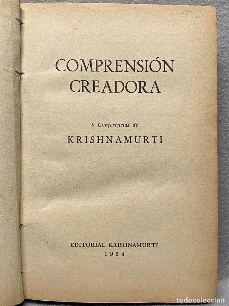 Libros: COMPRENSI&Oacute;N CREADORA. 9 conferencias de Krishnamurti. - KRISHNAMURTI. - Foto 1