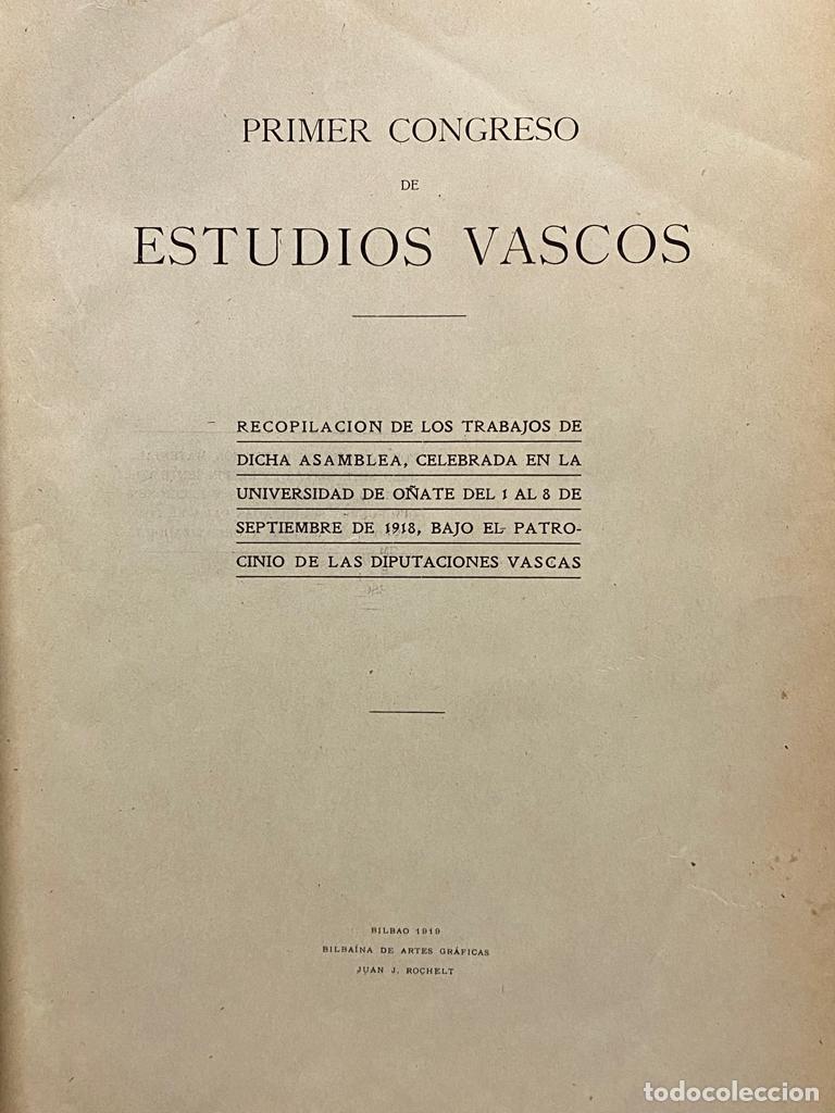 Libros: PRIMER CONGRESO DE ESTUDIOS VASCOS. - Foto 5