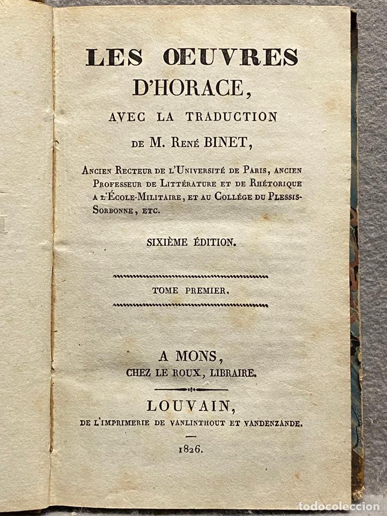 Libros: LES OEUVRES DHORACE, avec la traduction de M. Ren&eacute; Binet. Tome Premier. - Foto 1
