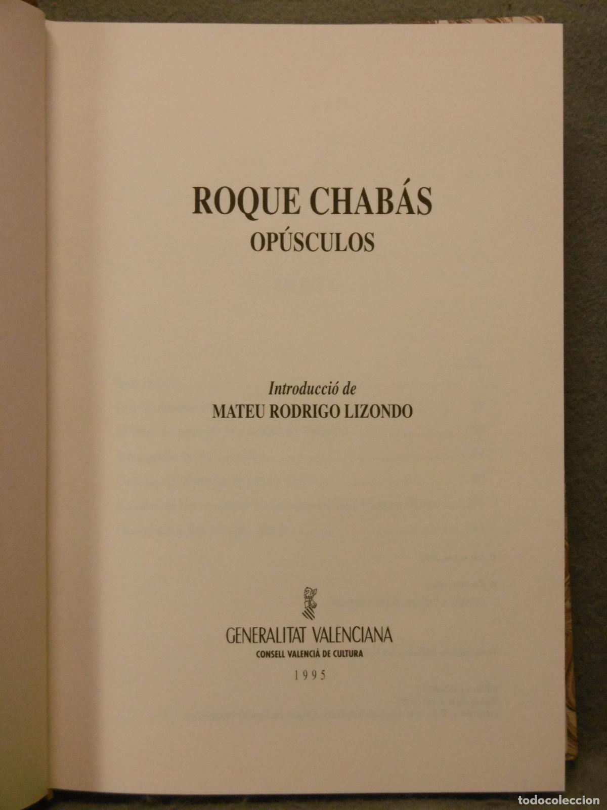Libros: OP&Uacute;SCULOS. - CHAB&Aacute;S, ROQUE. - Foto 1