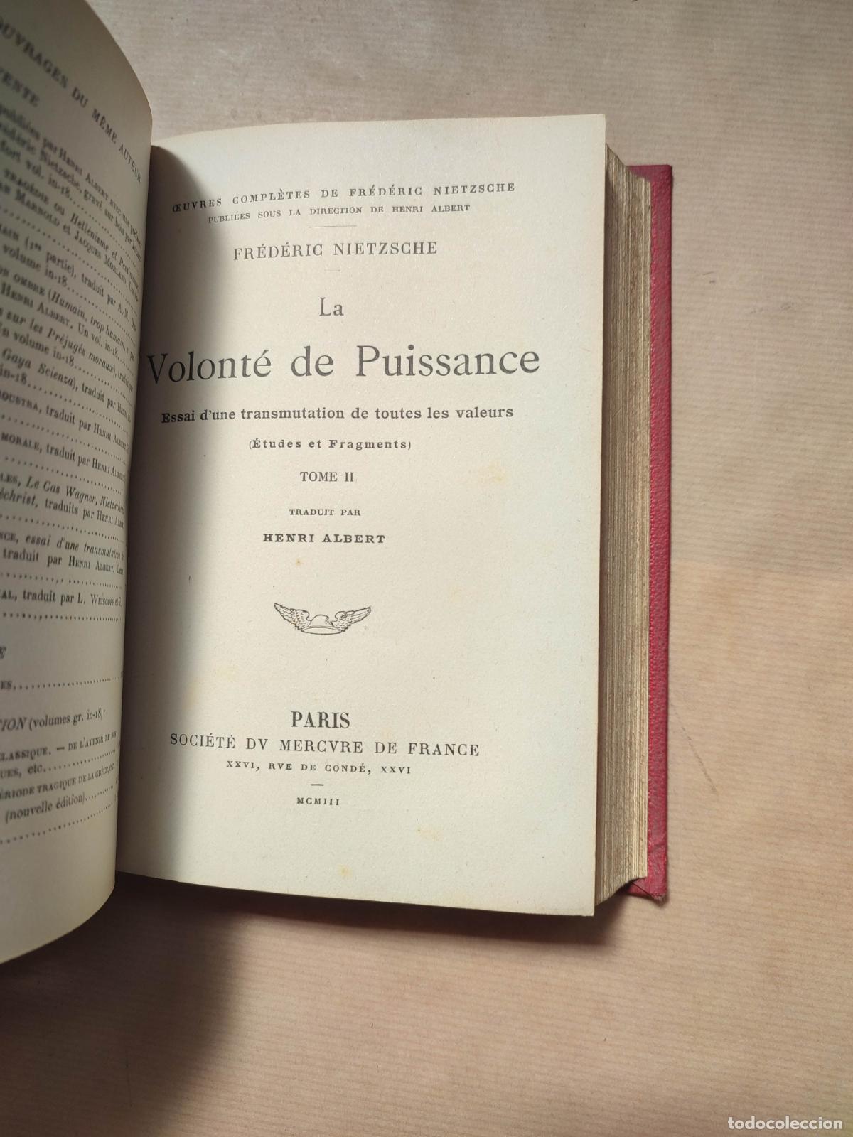 Libros: La volont&eacute; de puissance. 2 tomos en 1 vol. - NIETZSCHE Fr&eacute;d&eacute;ric - Foto 2