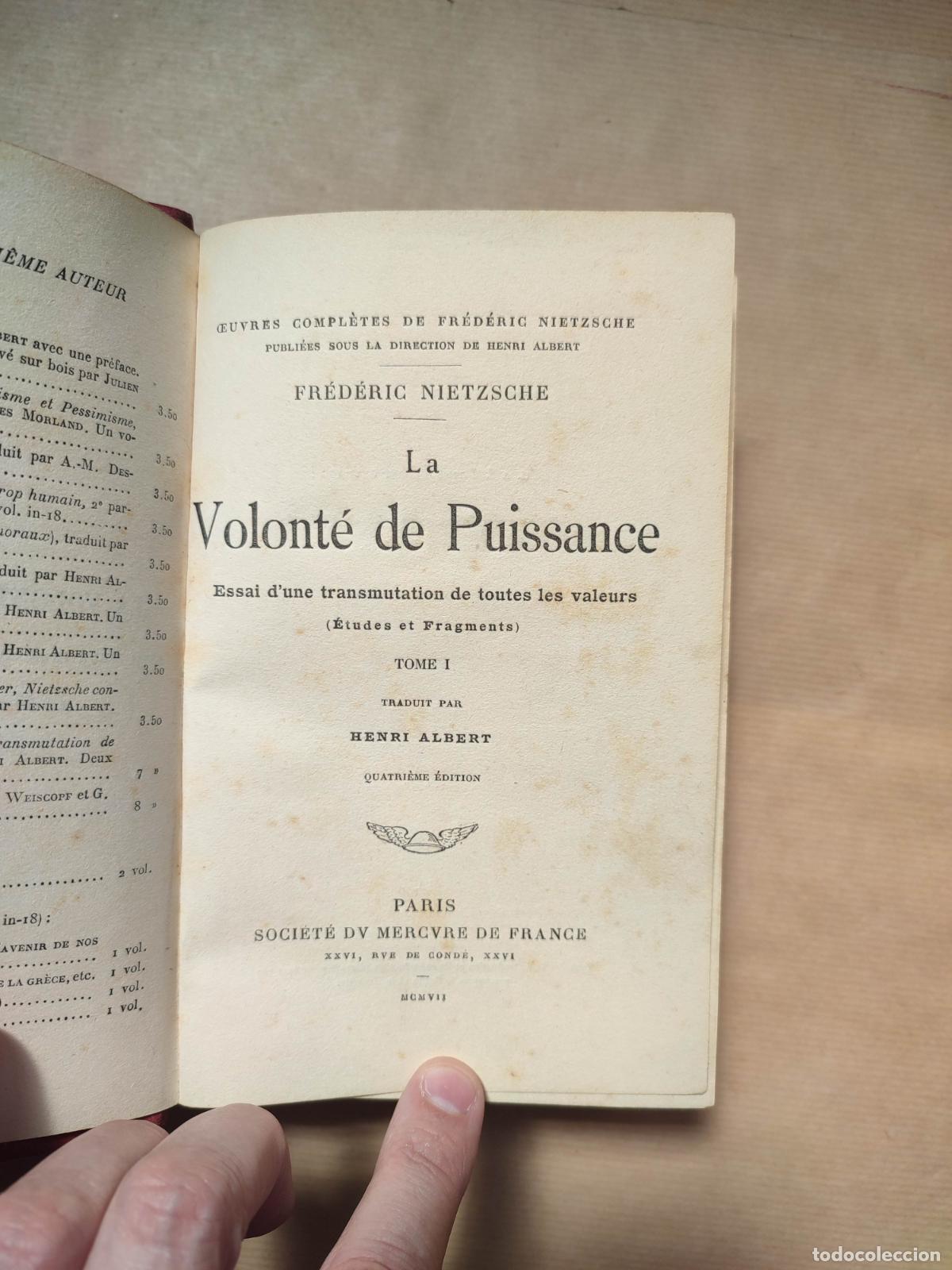 Libros: La volont&eacute; de puissance. 2 tomos en 1 vol. - NIETZSCHE Fr&eacute;d&eacute;ric - Foto 1