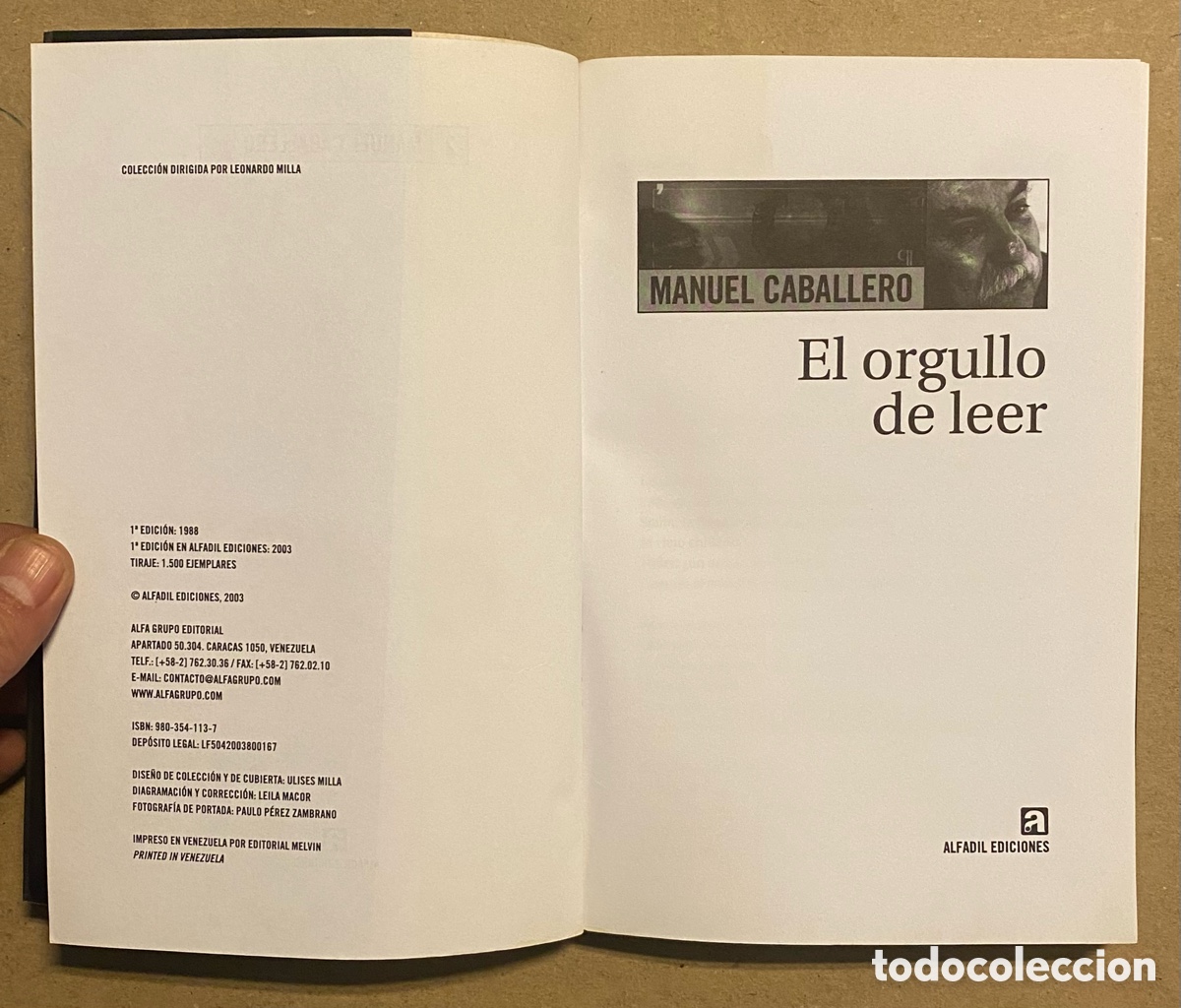 Libros: EL ORGULLO DE LEER. MANUEL CABALLERO. ALFADIL EDICIONES 2003. - Foto 2