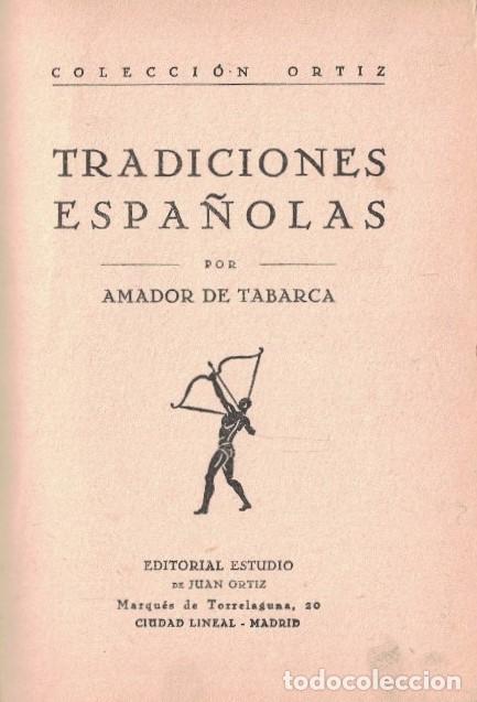 Libros: TRADICIONES ESPA&Ntilde;OLAS. - Tabarca. Amador de. - Foto 1