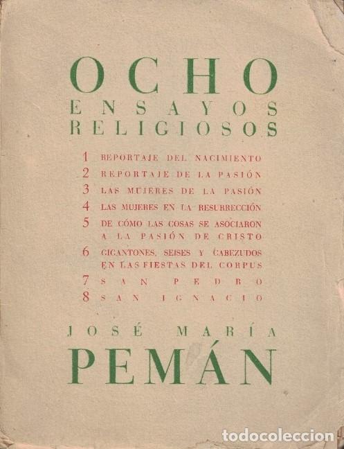 Libros: OCHO ENSAYOS RELIGIOSOS. - Pem&aacute;n. Jos&eacute; M.&ordf; - Foto 1