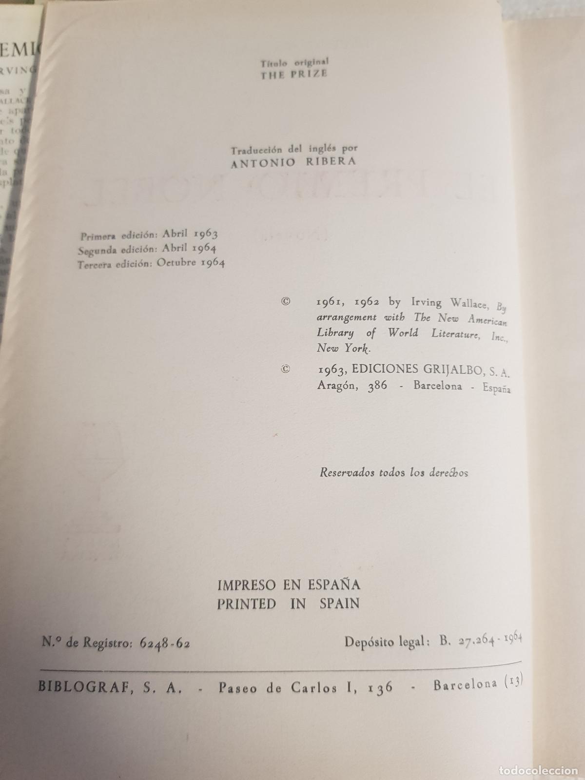 Libros: El premio nobel - Irving Wallace - Foto 3