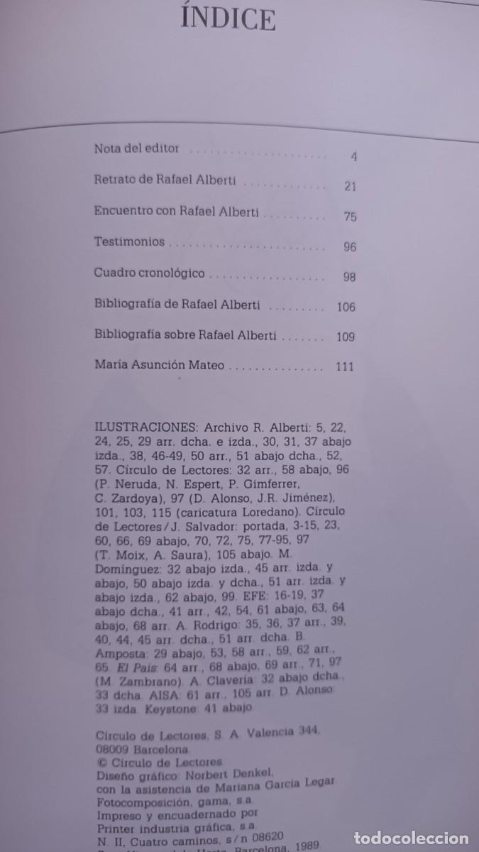 Libros: RETRATO DE RAFAEL ALBERTI - M&ordf; ASUNCI&Oacute;N MATEO - C&iacute;rculo. 1989 - - Foto 3